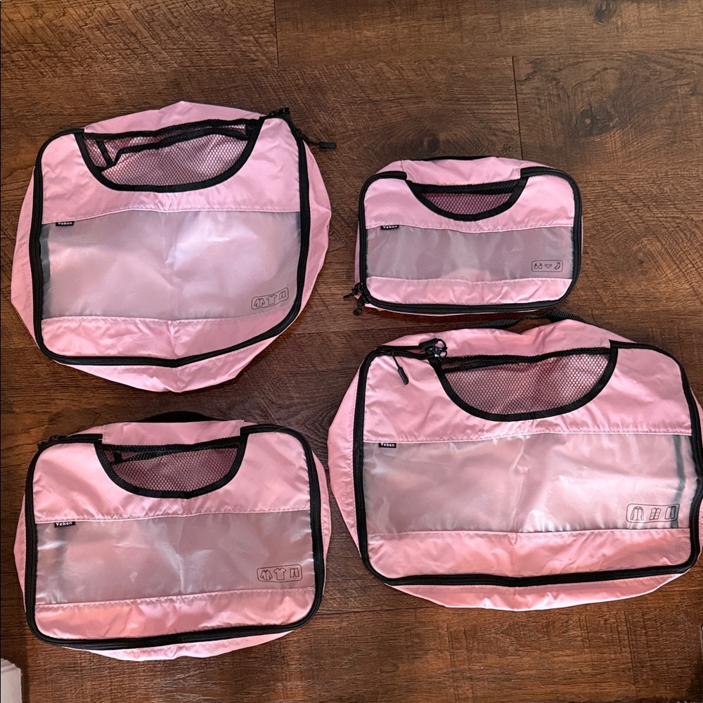Baby Pink Suitcase Packing Cubes Set of 4